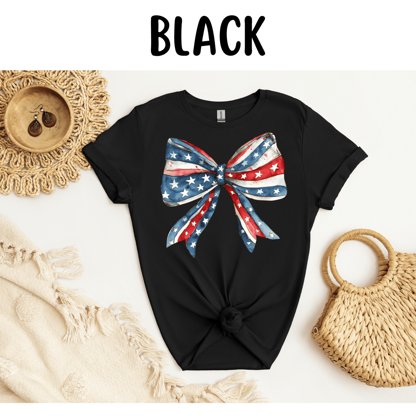 Coquette Bow Patriotic T-Shirt