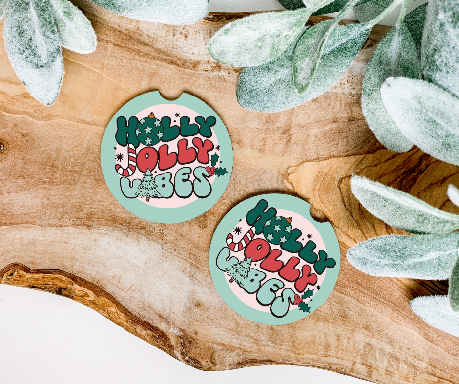 Holly Jolly Vibes Car Coaster