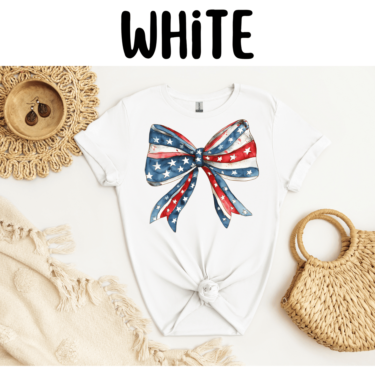 Coquette Bow Patriotic T-Shirt