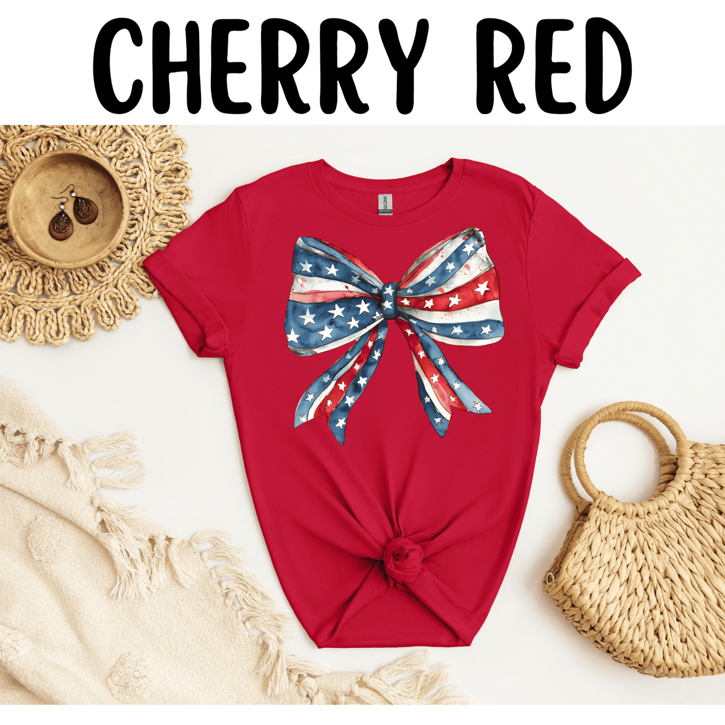 Coquette Bow Patriotic T-Shirt