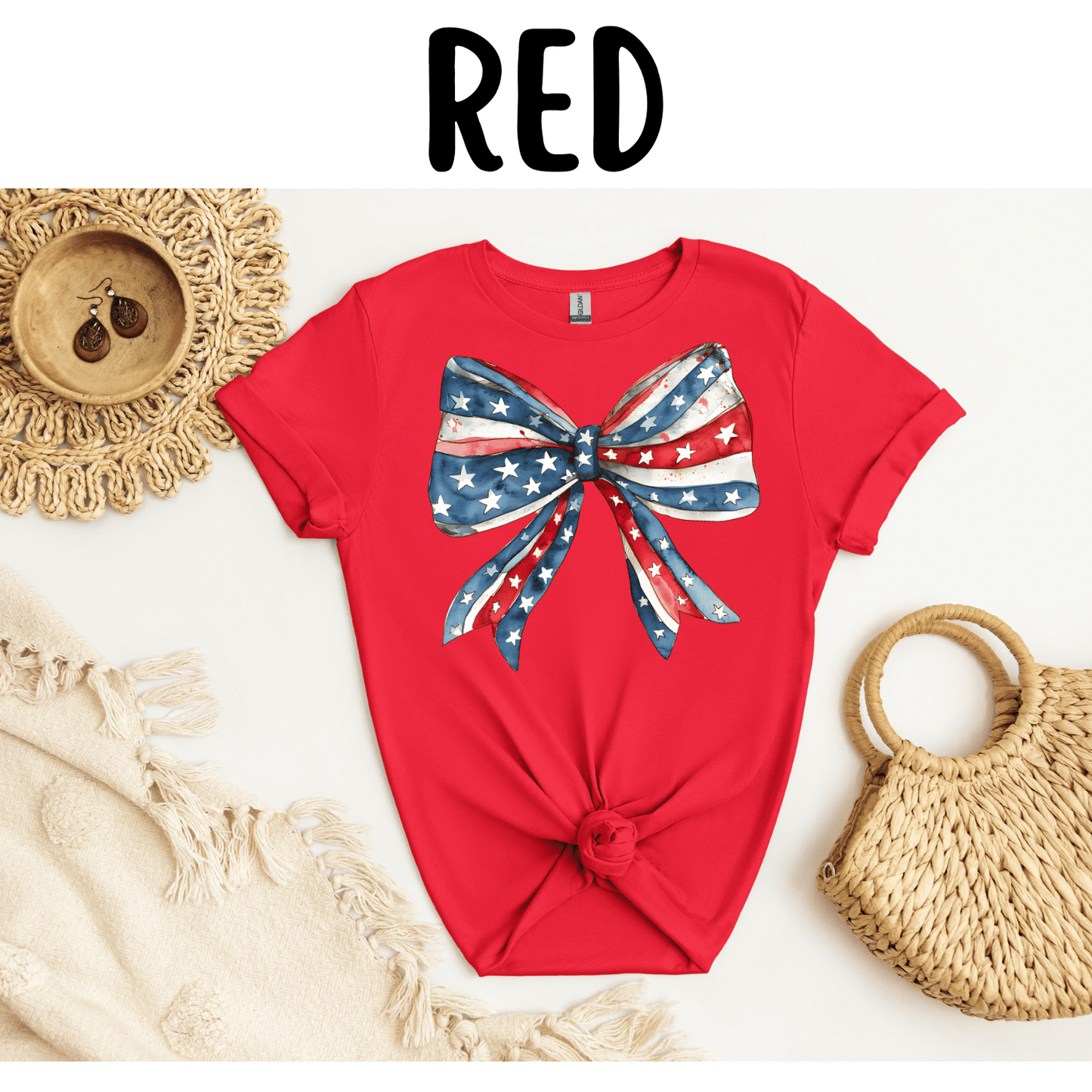 Coquette Bow Patriotic T-Shirt