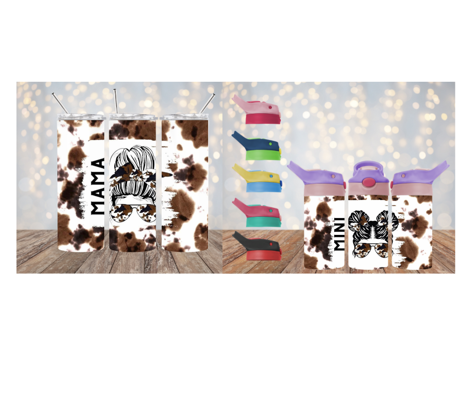 Cow Print Tumbler and Water Bottle