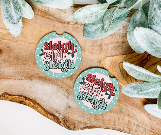 Sleigh Girl Sleigh Car Coaster