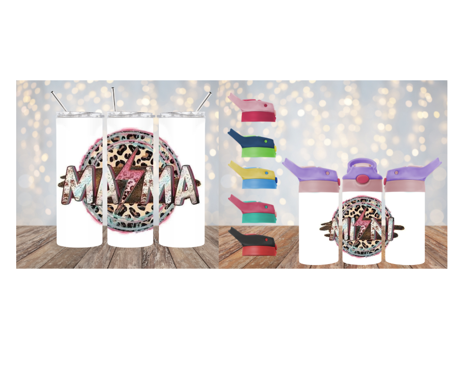 Pink Lightning Bolt Tumbler and Water Bottle