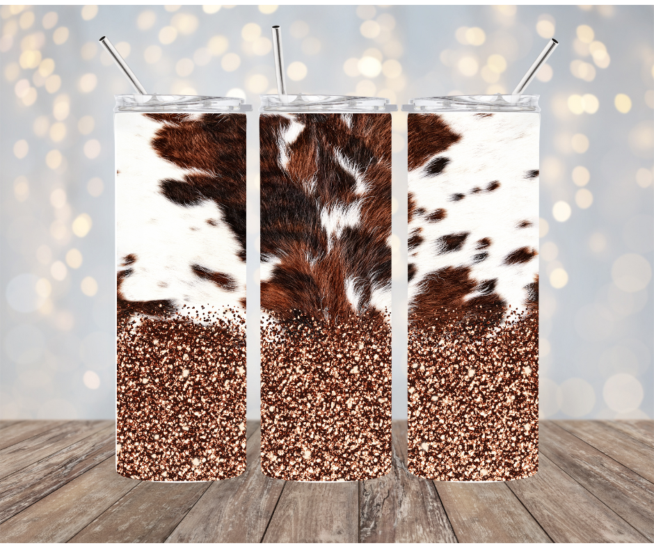 Cow print with glitter Tumbler