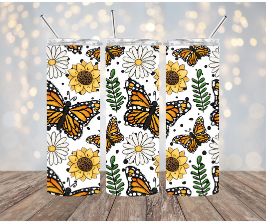 Butterfly with Flowers Tumbler