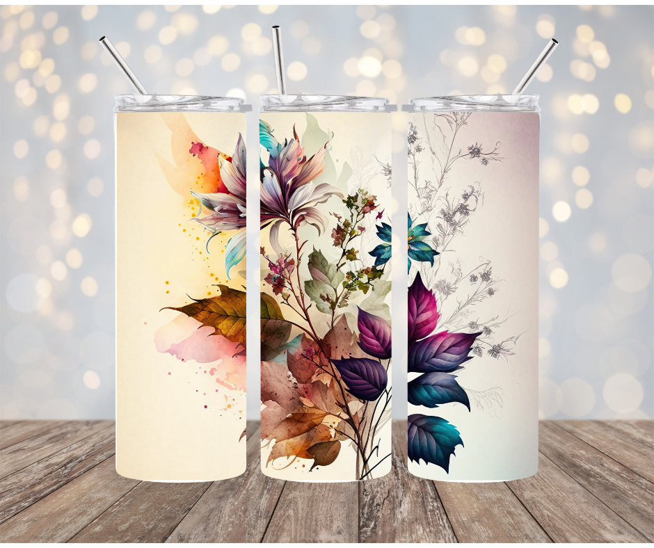 Watercolor Leaf Tumbler