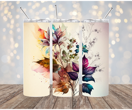 Watercolor Leaf Tumbler